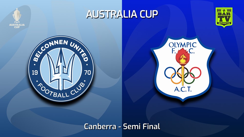 230509-Australia Cup Qualifying Canberra Semi Final - Belconnen United v Canberra Olympic FC Minigame Slate Image