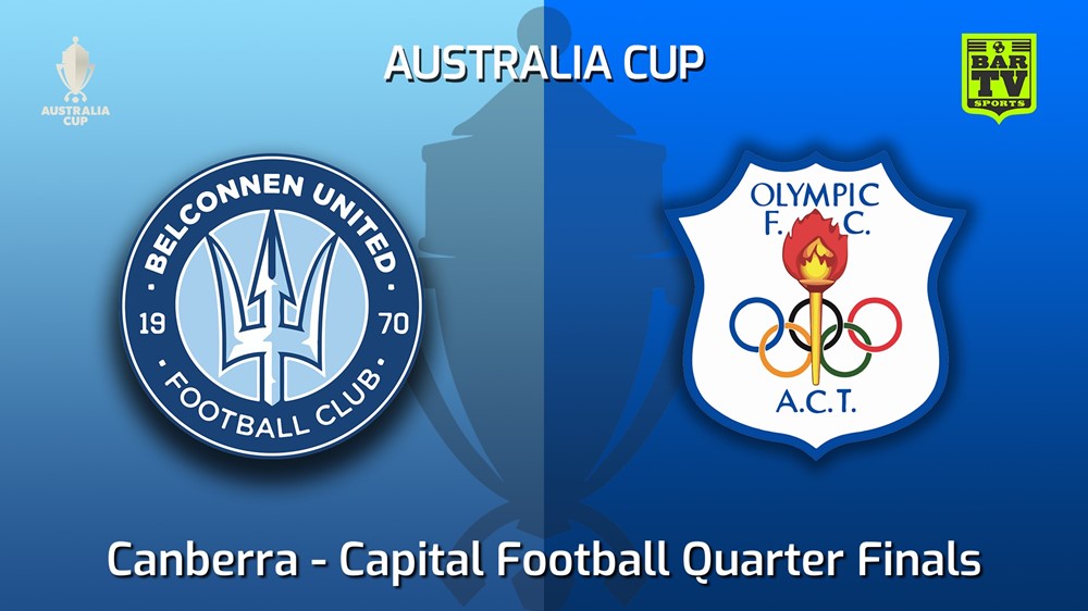 220428-FFA Cup Qualifying Canberra Capital Football Quarter Finals - Belconnen United v Canberra Olympic FC Minigame Slate Image
