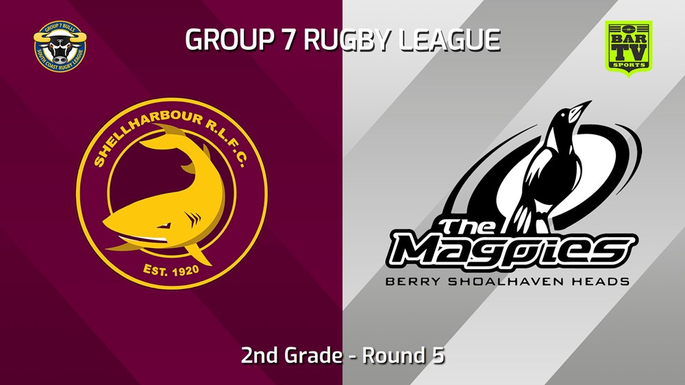 240504-video-South Coast Round 5 - 2nd Grade - Shellharbour Sharks v Berry-Shoalhaven Heads Magpies Slate Image