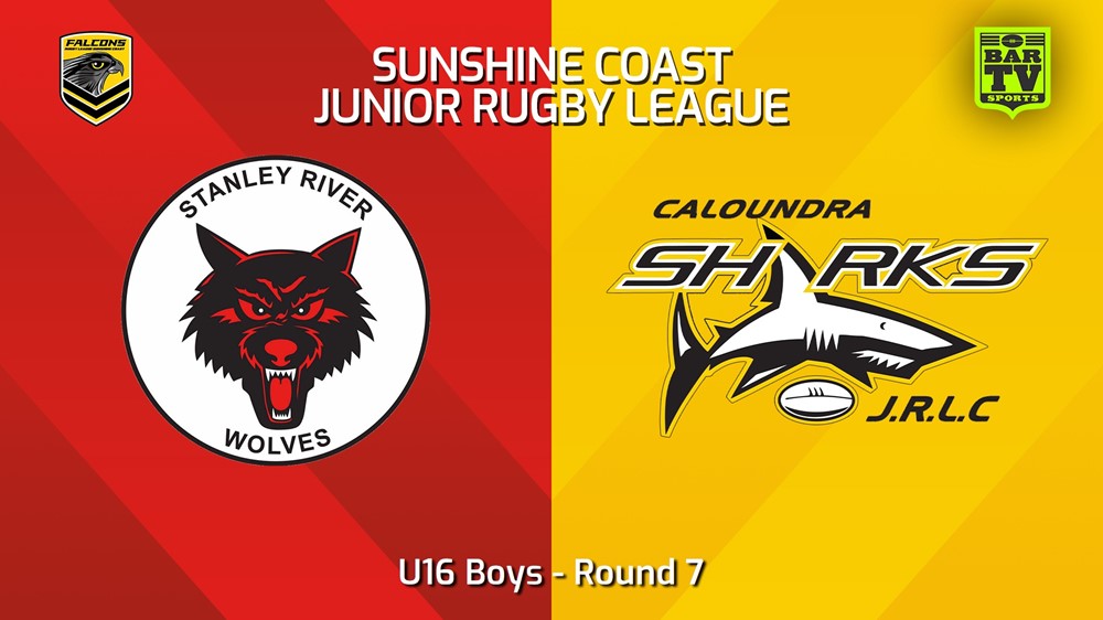 240510-video-Sunshine Coast Junior Rugby League Round 7 - U16 Boys - Stanley River Wolves JRL v Caloundra Sharks JRL Slate Image