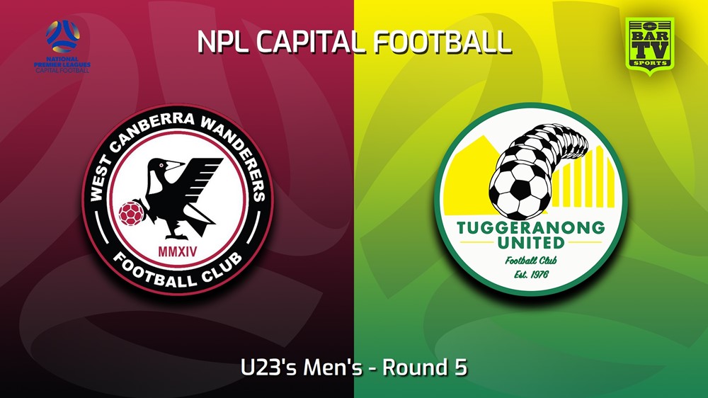 230506-Capital NPL U23 Round 5 - West Canberra Wanderers U23s v Tuggeranong United U23 Slate Image